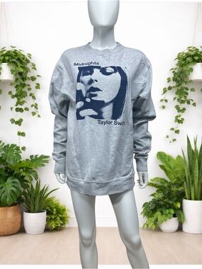 Taylor Swift Midnights Crew Sweatshirt | Size Large | Gray Blue | Item #13163